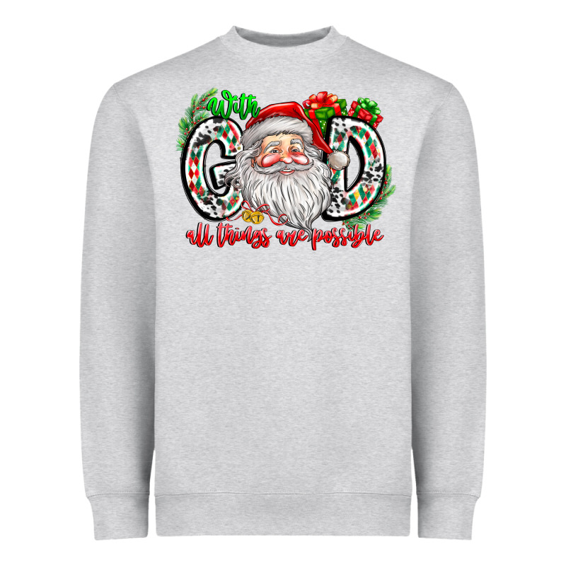 With God All Things Are Possible Santa Heavyweight Sweatshirt by CowhideDigitalArt | Teevron