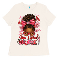 One Loved Nurse Afro Messy Bun Ladies Tee | Teevron