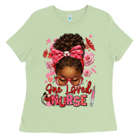 Matcha one loved nurse afro messy bun Ladies Tee - texasbilliewilder