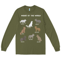 Army Green Wolves Of The World Educational Wolf Gift Long Sleeve Tee - trangStudio