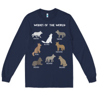 Navy Wolves Of The World Educational Wolf Gift Long Sleeve Tee - trangStudio