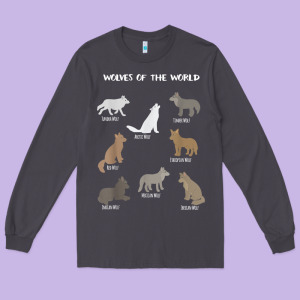 Wolves Of The World Educational Wolf Gift Long Sleeve Tee Designed By Trangstudio