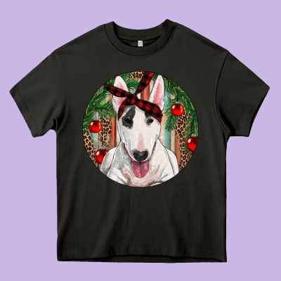 Christmas Bull Terrier Heavy Core Tee Designed By Ranaportraitstore