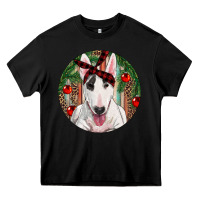 Black Christmas Bull Terrier Heavy Core Tee - RanaPortraitStore