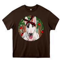 Chocolate Brown Christmas Bull Terrier Heavy Core Tee - RanaPortraitStore