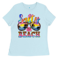 Baby Blue Salty beach Ladies Tee - NancyCooperArtShop