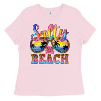 Bubblegum Pink Salty beach Ladies Tee - NancyCooperArtShop