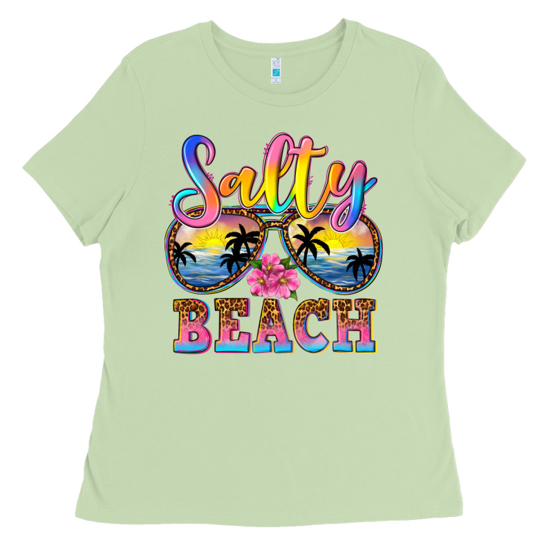 Salty Beach Ladies Tee by NancyCooperArtShop | Teevron
