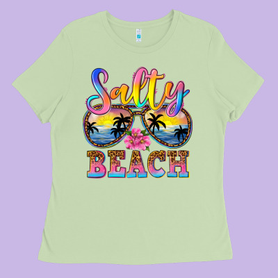 Salty Beach Ladies Tee Designed By Nancycooperartshop