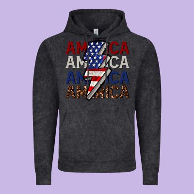 America With Lightning Bold Vintage Hoodie Designed By Cowgirlartshop