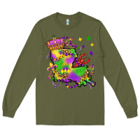 Army Green louisiana map mardi gras olivia Long Sleeve Tee - OliviaCreatesArt