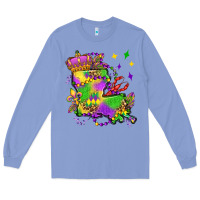 Colony Blue louisiana map mardi gras olivia Long Sleeve Tee - OliviaCreatesArt