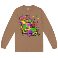 Toasted Coconut louisiana map mardi gras olivia Long Sleeve Tee - OliviaCreatesArt