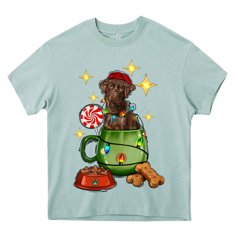 Christmas Coffee Cup With Labrador Heavy Core Tee by RanaPortraitStore | Teevron