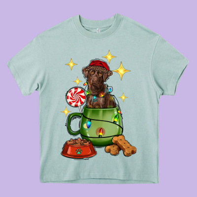 Christmas Coffee Cup With Labrador Heavy Core Tee Designed By Ranaportraitstore