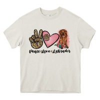 Cream peace love labrador Heavy Core Tee - JahusDesignShop