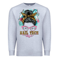 Heather Grey nail tech life messy bun Premium Sweatshirt - BarkalooDesign