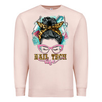 Pale Pink nail tech life messy bun Premium Sweatshirt - BarkalooDesign
