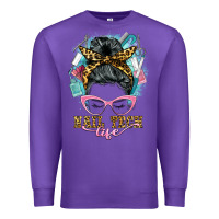 Purple nail tech life messy bun Premium Sweatshirt - BarkalooDesign