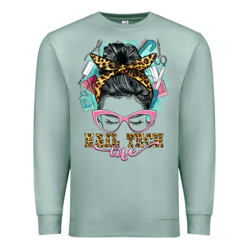 Nail Tech Life Messy Bun Premium Sweatshirt by BarkalooDesign | Teevron