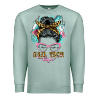 Seafoam nail tech life messy bun Premium Sweatshirt - BarkalooDesign