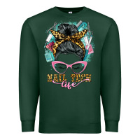 Sports Green nail tech life messy bun Premium Sweatshirt - BarkalooDesign