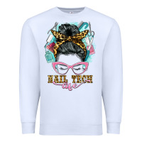 White nail tech life messy bun Premium Sweatshirt - BarkalooDesign