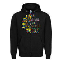 Black autism sunflower Zipper Hoodie - CowhideDigitalArt