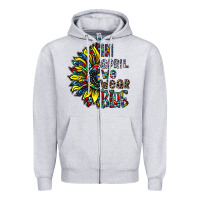 Heather Grey autism sunflower Zipper Hoodie - CowhideDigitalArt