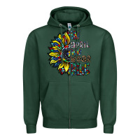Sports Green autism sunflower Zipper Hoodie - CowhideDigitalArt