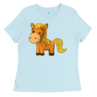 Baby Blue cute horse Ladies Tee - texasbilliewilder