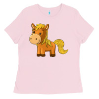Bubblegum Pink cute horse Ladies Tee - texasbilliewilder