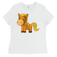 White cute horse Ladies Tee - texasbilliewilder
