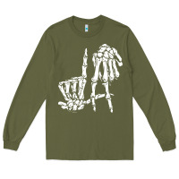 Army Green la hand sign lazy diy halloween costume skeleton los angeles pullover Long Sleeve Tee - trangStudio