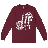Burgundy la hand sign lazy diy halloween costume skeleton los angeles pullover Long Sleeve Tee - trangStudio