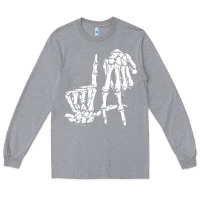 Heather Grey la hand sign lazy diy halloween costume skeleton los angeles pullover Long Sleeve Tee - trangStudio