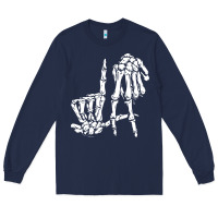 Navy la hand sign lazy diy halloween costume skeleton los angeles pullover Long Sleeve Tee - trangStudio