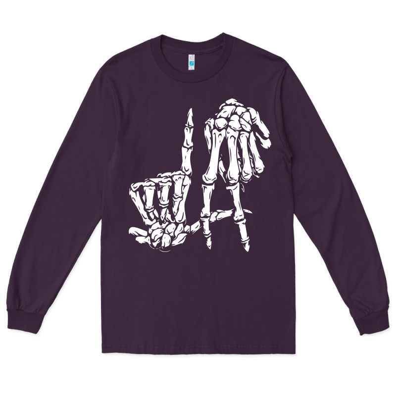 La Hand Sign Lazy Diy Halloween Costume Skeleton Los Angeles Pullover Long Sleeve Tee by trangStudio | Teevron