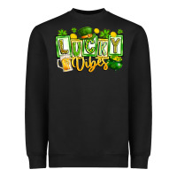 Black Lucky Vibes Heavyweight Sweatshirt - CowhideDigitalArt
