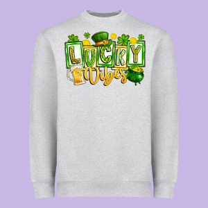 Lucky Vibes Heavyweight Sweatshirt Designed By Cowhidedigitalart