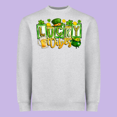 Lucky Vibes Heavyweight Sweatshirt Designed By Cowhidedigitalart