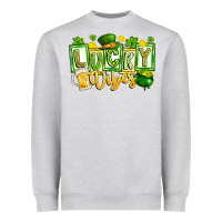 Heather Grey Lucky Vibes Heavyweight Sweatshirt - CowhideDigitalArt