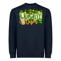 Navy Lucky Vibes Heavyweight Sweatshirt - CowhideDigitalArt