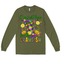 Army Green ı'm just here for the crawfish olivia Long Sleeve Tee - OliviaCreatesArt