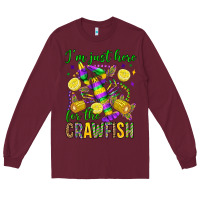 Burgundy ı'm just here for the crawfish olivia Long Sleeve Tee - OliviaCreatesArt