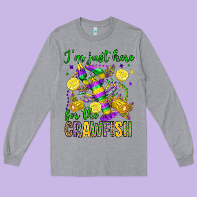 ı'm Just Here For The Crawfish Olivia Long Sleeve Tee Designed By Oliviacreatesart