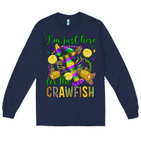 Navy ı'm just here for the crawfish olivia Long Sleeve Tee - OliviaCreatesArt