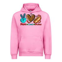 Fuchsia Pink peace love hotdogs Urban Hoodie - AdoDesignShop