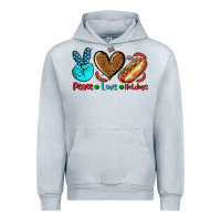 Heather Grey peace love hotdogs Urban Hoodie - AdoDesignShop