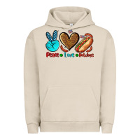 Pigment French Oak peace love hotdogs Urban Hoodie - AdoDesignShop